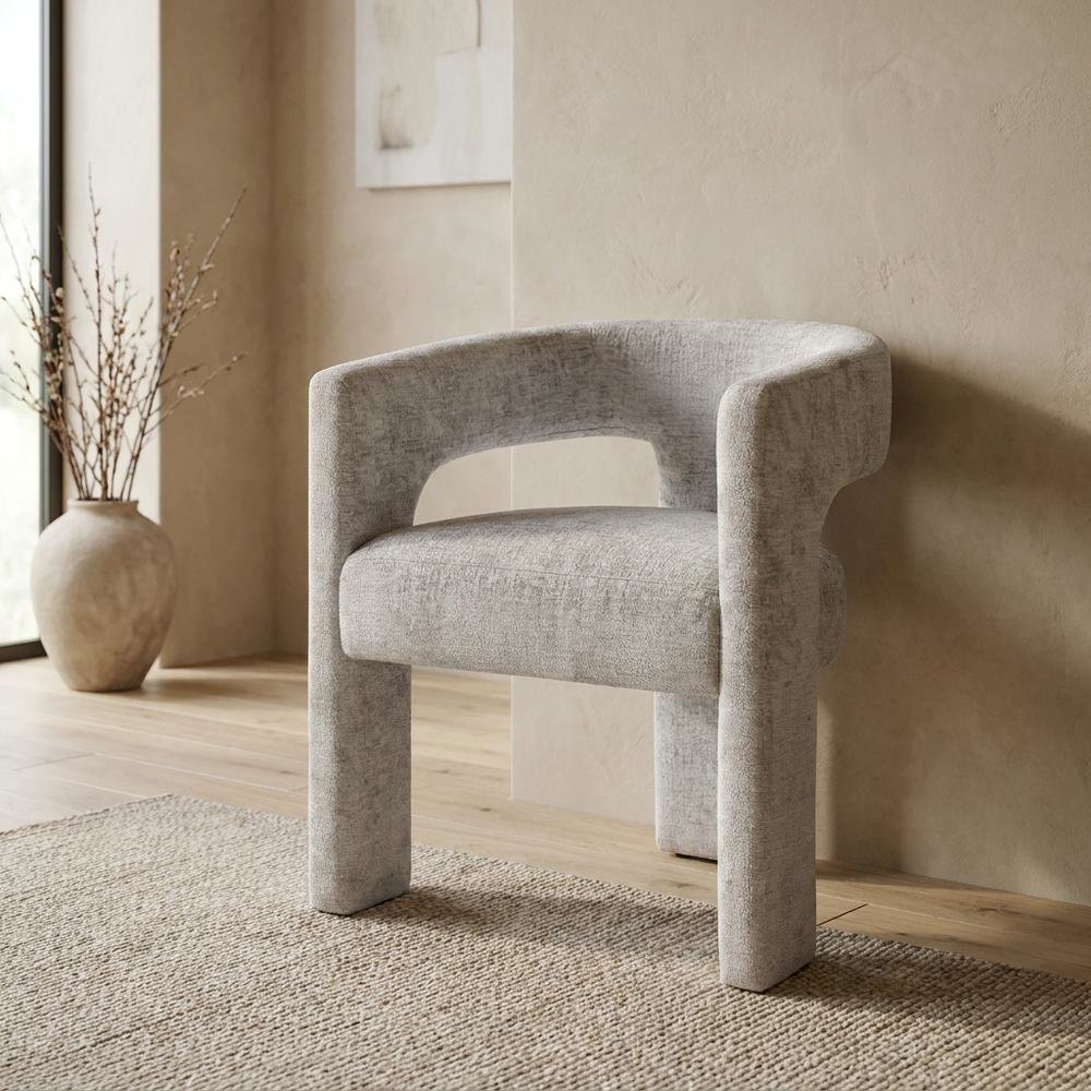 Jacquard Sculpture Accent Chair for Living Room or Bedroom, Grey. Picture 3