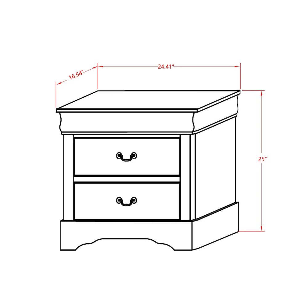 East West Furniture 1-Piece mid century Wooden Night Stand with 2 Wood Drawers for Bedroom – Walnut Finish. Picture 7