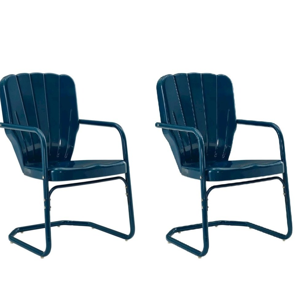Navy Outdoor Chair Set with Armrest and Sturdy Frame for Patio Dining. Picture 1