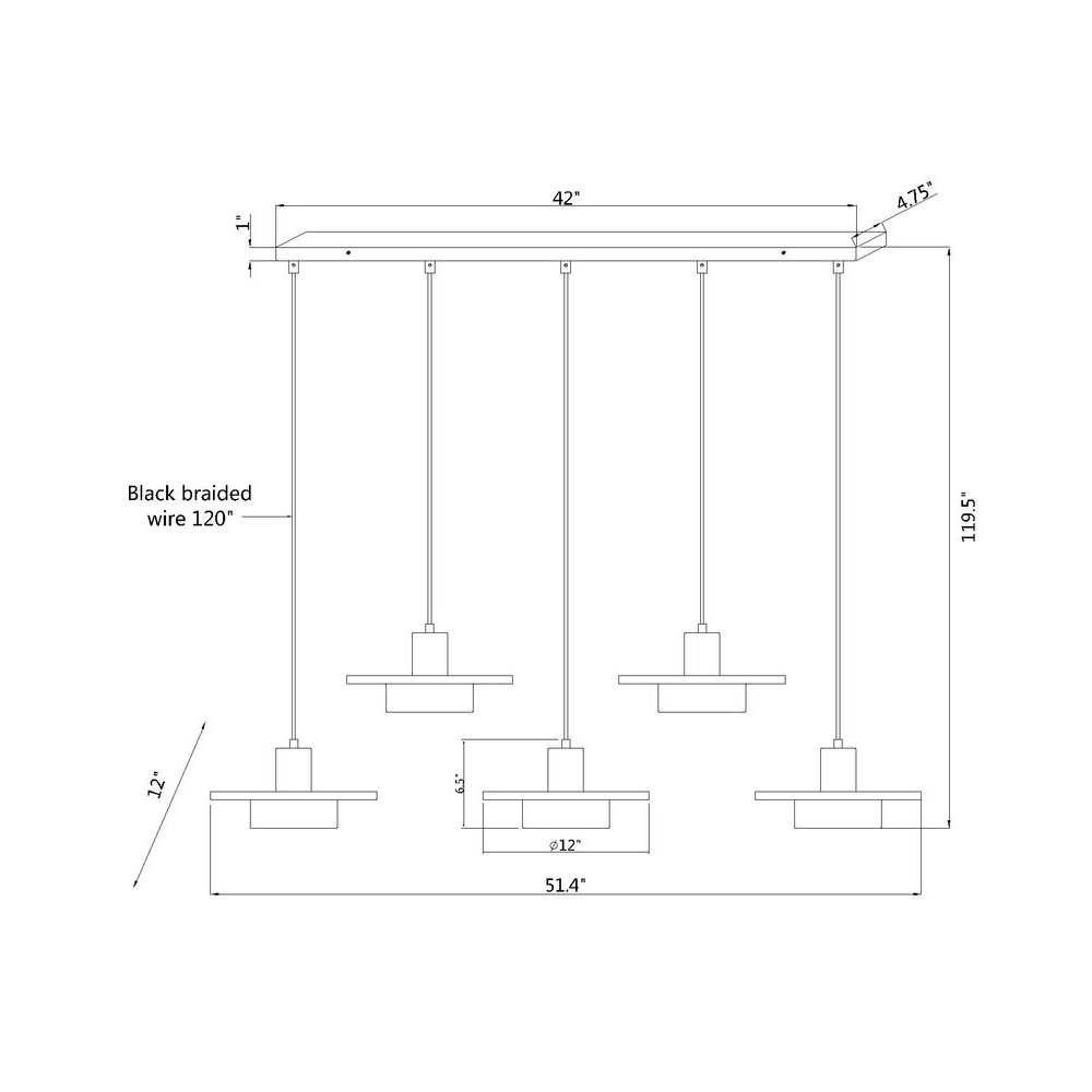 Z-Lite 5 Light Linear Chandelier, Brushed Nickel. Picture 8
