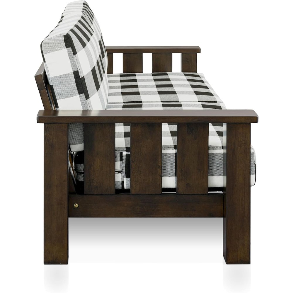Gavik Modern 3-Piece Solid Wood Frame Upholstery Living Room Set, Dark Walnut. Picture 4