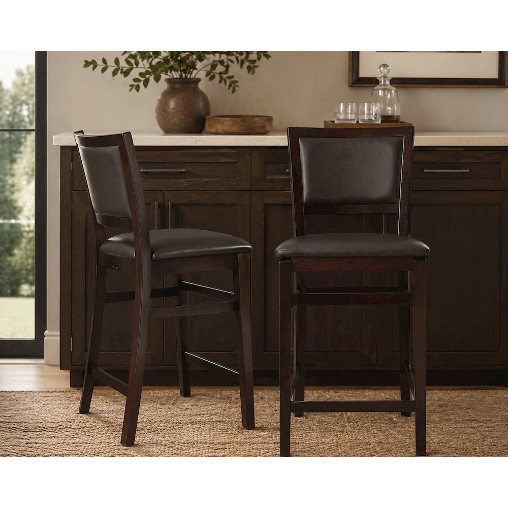 Foldable Plywood Counter Stool with Merlot Finish and Comfortable Foam Seat. Picture 3