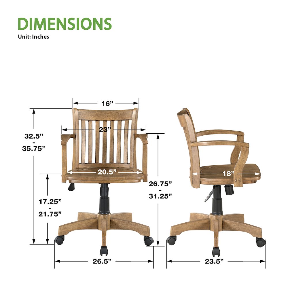 Deluxe Wood Banker's Chair. Picture 5