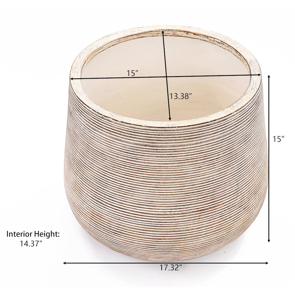 Distressed Tan MgO Tapered Round Planter. Picture 2