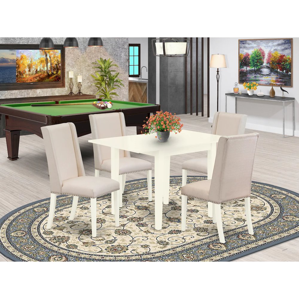 Dining Room Set Linen White, NDFL5-LWH-01. Picture 6