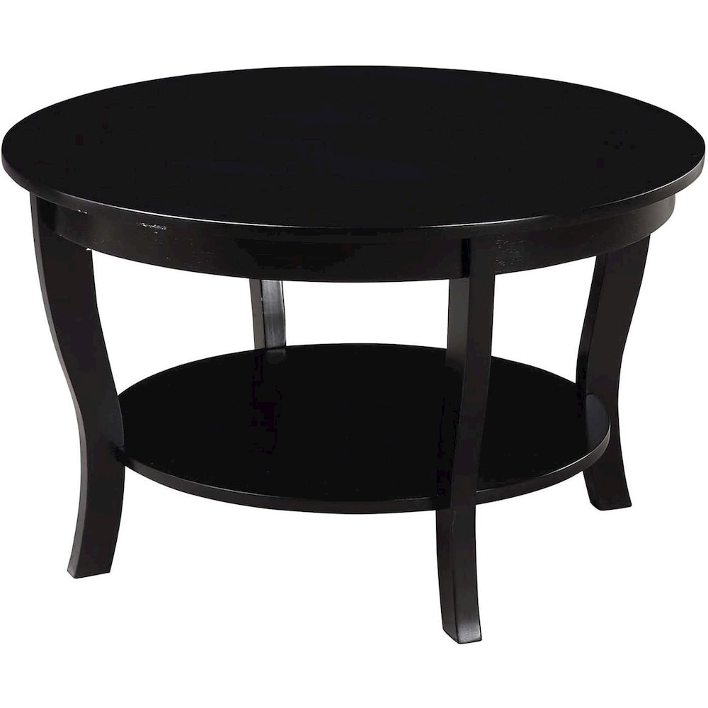 American Heritage Round Coffee Table with Shelf. Picture 1