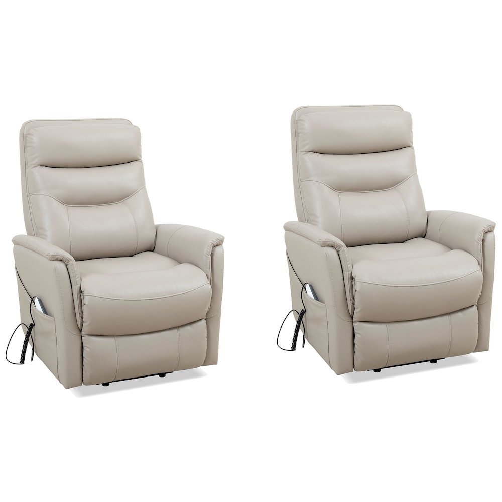 Beige Recliner Chairs Set of 2 – Power Lift Recliner with Headrest. Picture 1