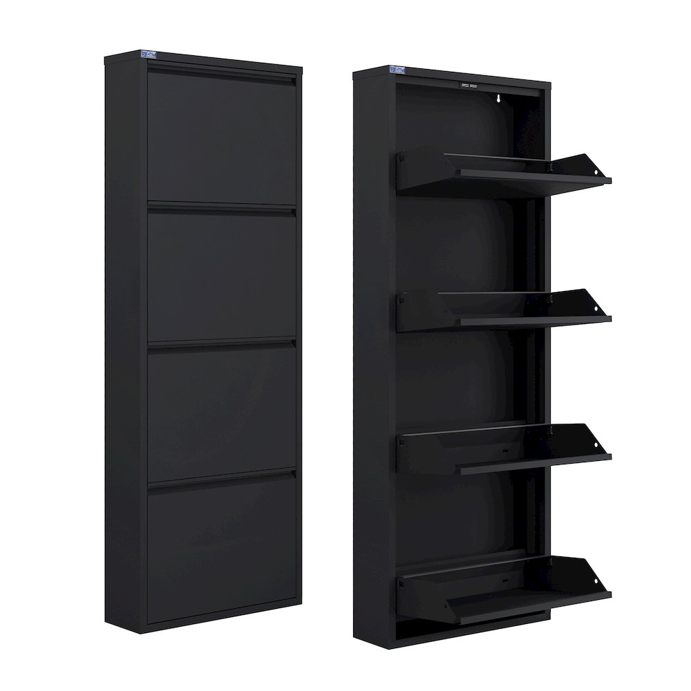 Antibacterial 4 Tier metal shoe cabinet without holes. Picture 1