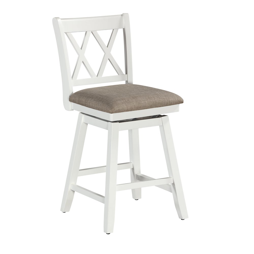 24in Brookline Swivel Barstool Pure White. Picture 2