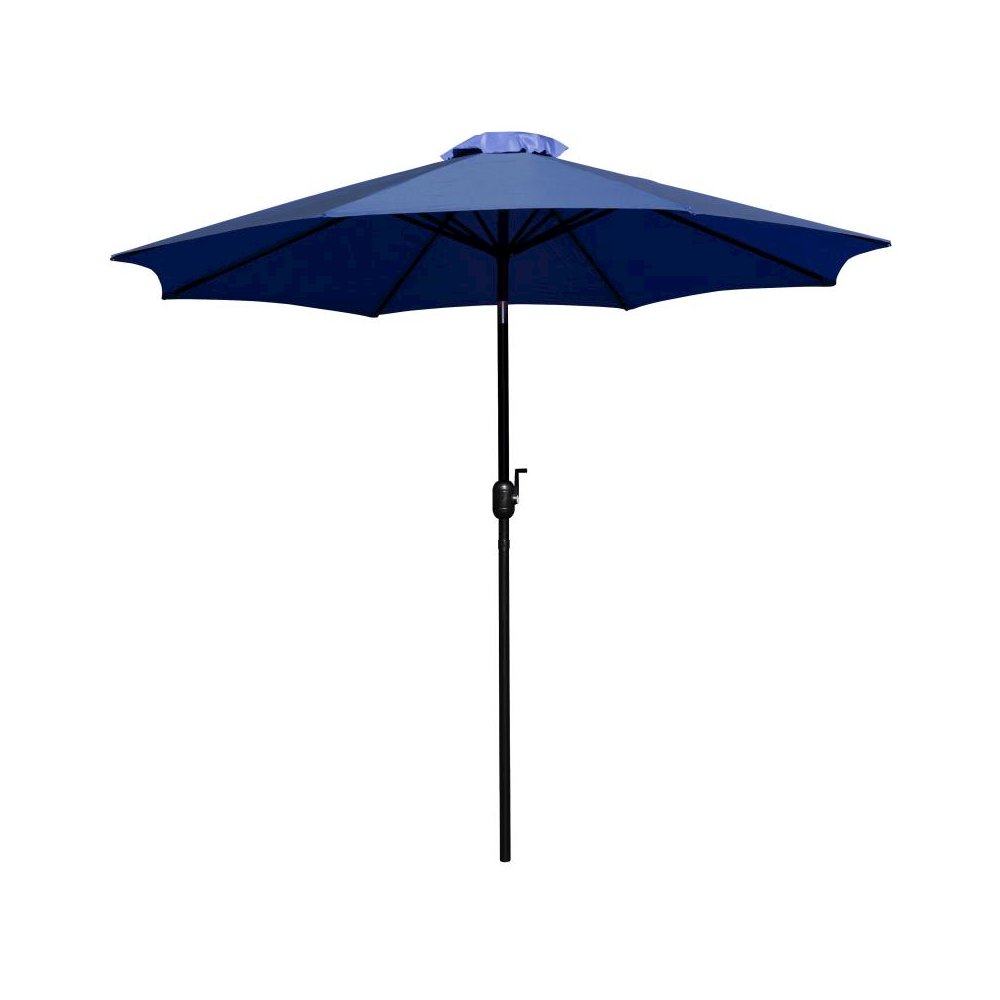 Navy 9 FT Round Umbrella with 1.5" Diameter Aluminum Pole with Crank and Tilt Function. Picture 1