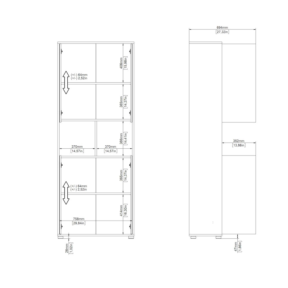 6 Shelf Boockase with 4 Doors, Home Office Storage. Picture 10