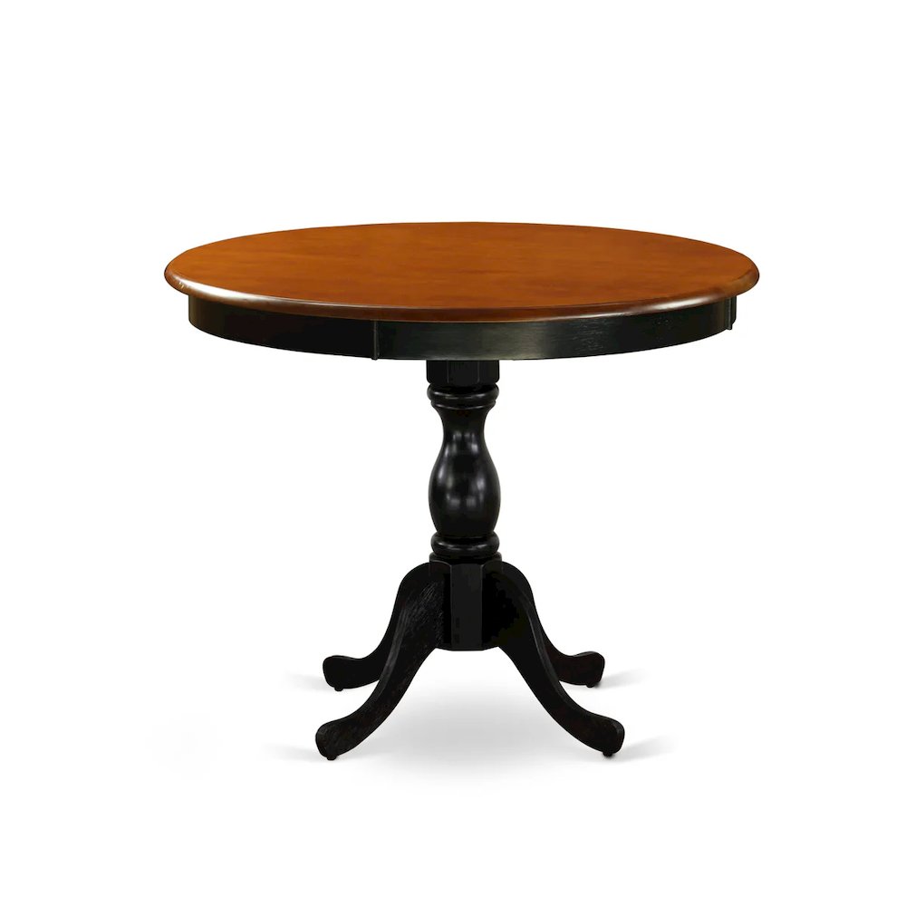 East West Furniture 3-Piece Dinning Room Set Contains a Wooden Table and 2 Wooden Dining Chairs with Double-X Back - Black Finish. Picture 2