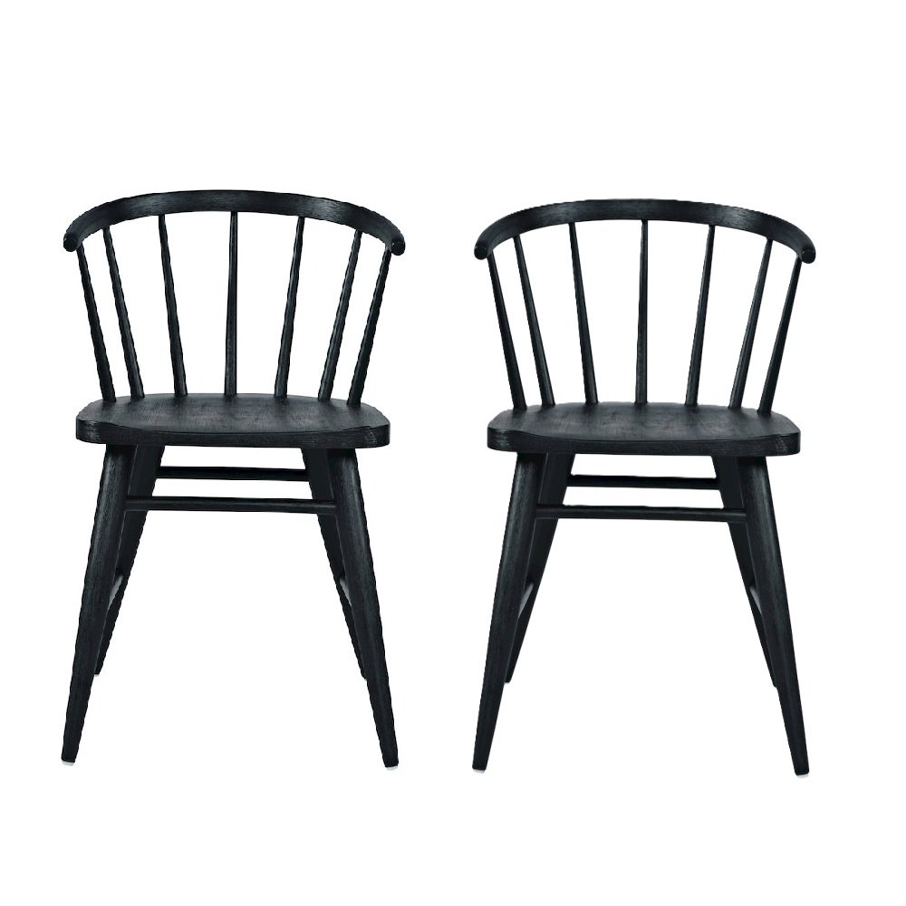 Fitz Traditional Solid Wood Curved Back Spindle Dining Chair (Set of 2). Picture 1