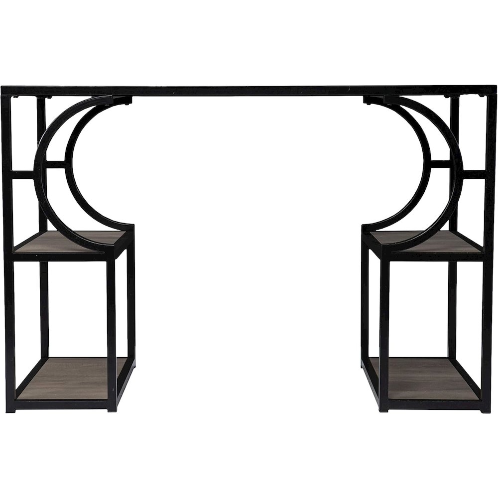 Tyberton Writing Desk with Storage - Transitional Design, Natural Iron and Wood. Picture 6