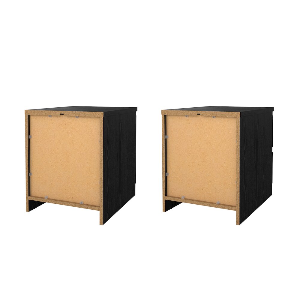 Scottsdale 2 Drawer Nightstand - Set of 2, Black Woodgrain. Picture 6