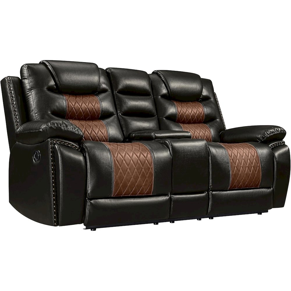 Nikko 2-Piece Faux Leather Manual Living Room Set, Brown. Picture 5