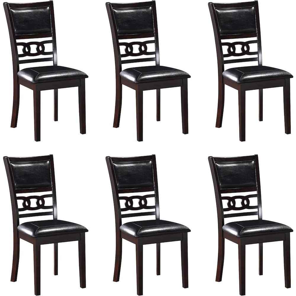 Gia Ebony Wood Dining Chair with PU Seat (Set of 6). Picture 1