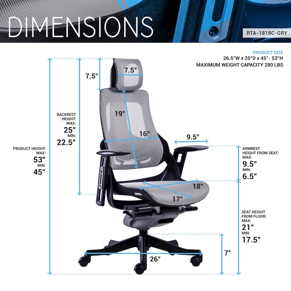 Techni Mobili LUX Ergonomic Executive Chair. Picture 10