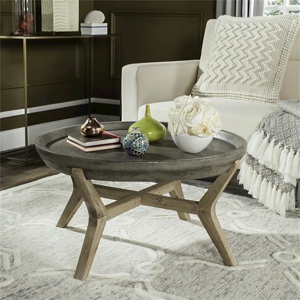 Outdoor Collection Wynn Modern Concrete Round 18.1-inch Coffee Table. Picture 6