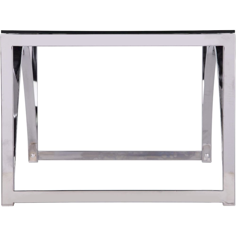 Glass Top Cocktail Table - Transitional Design, Chrome Metal and Glass. Picture 4