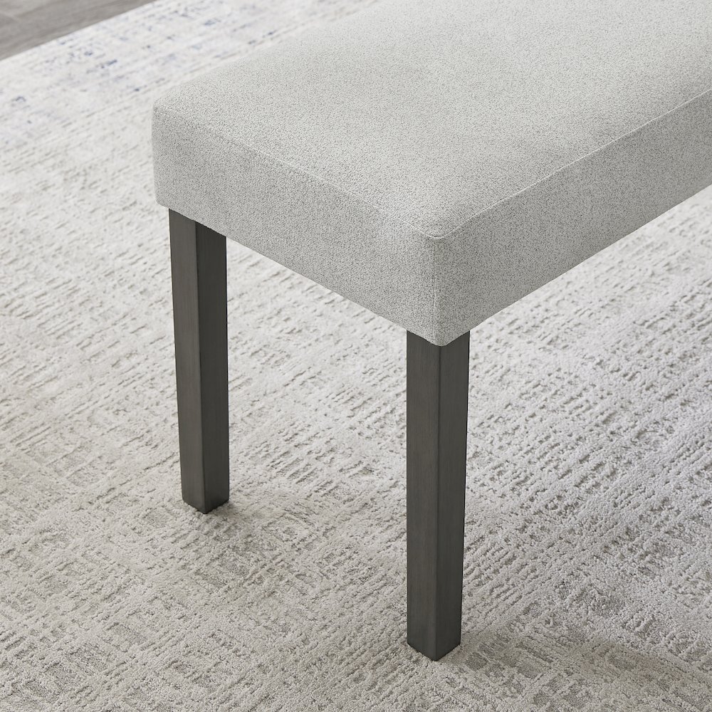 Selena Light Gray Fabric Upholstered 40" Bench with Dark Gray Wood Frame. Picture 4