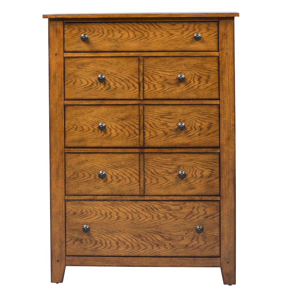 Grandpas Cabin 5 Drawer Chest in Aged Oak. Picture 2