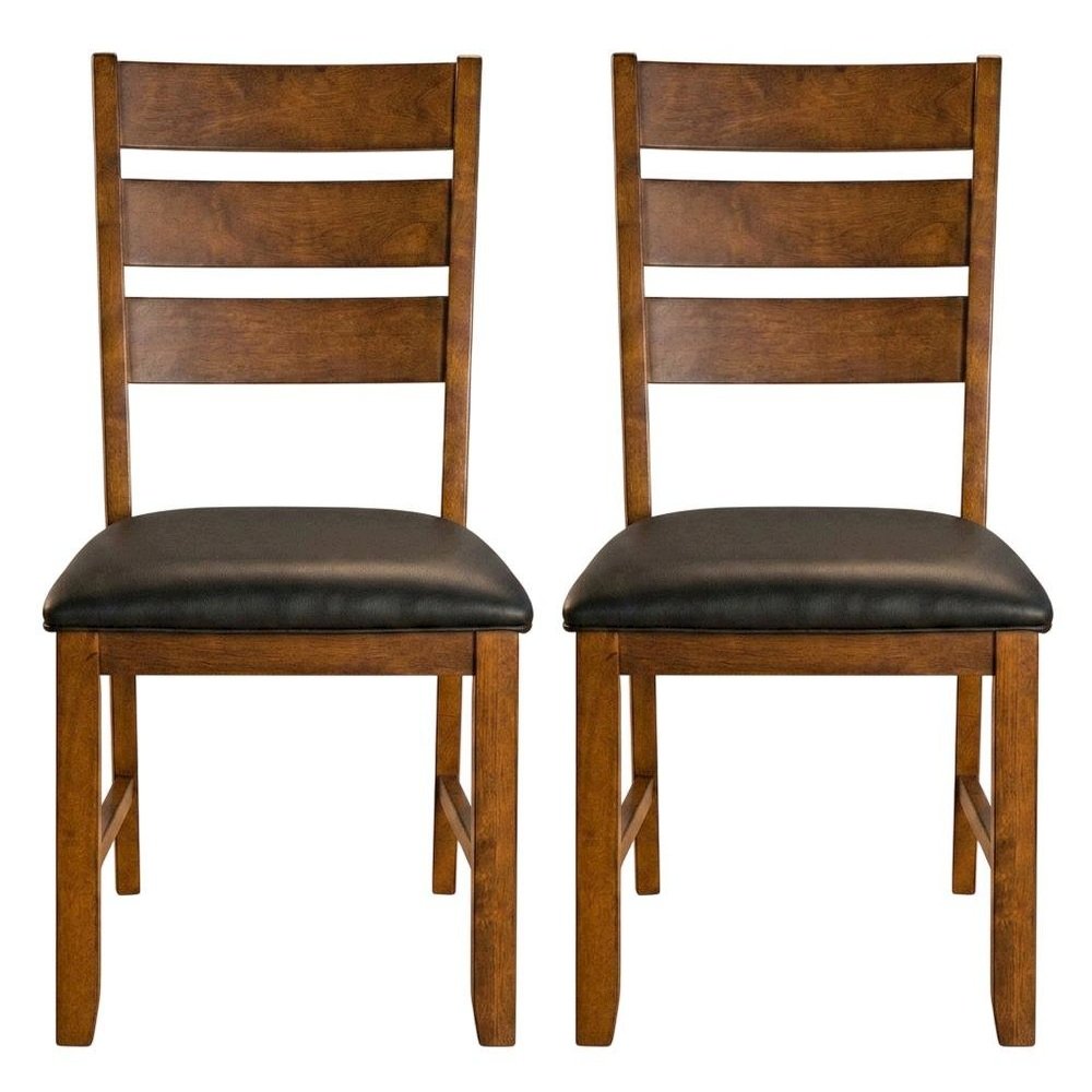 Mango Upholstered Side Chairs with Distressed Finish and Rustic Style, Set of 2. Picture 1