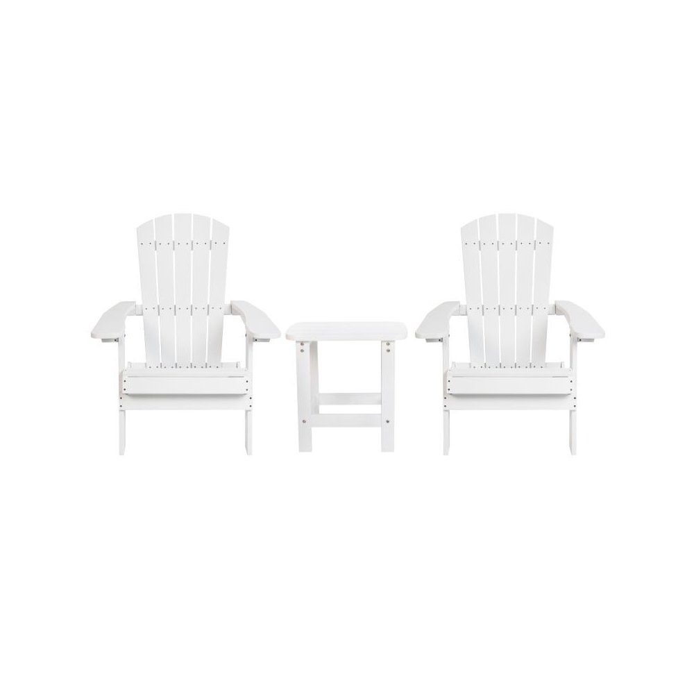 2 Pack All-Weather Poly Resin Folding Adirondack Chair with Side Table. Picture 1
