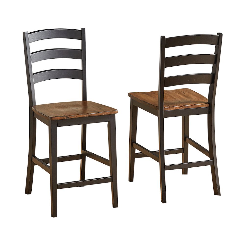 Two-Tone Counter Height Chairs Set of 2 with Solid Rubberwood Frame. Picture 1