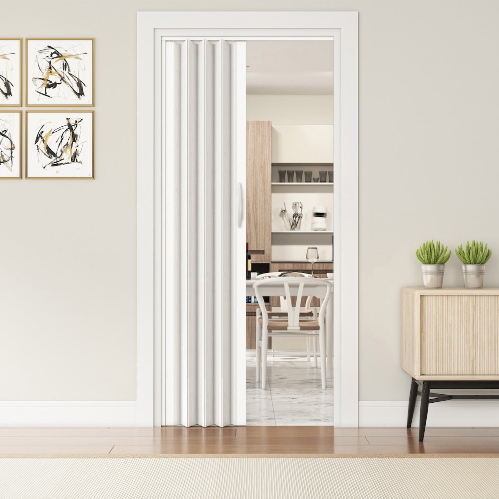 36" W Double Walled Foldable Heavy Duty Accordion Doors, White. Picture 2