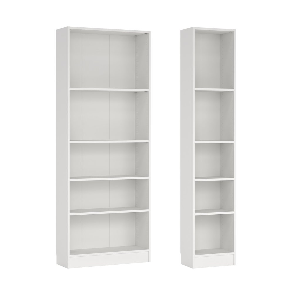 2-Piece Bookcase Set - Narrow 5-Shelf Bookcase and Wide 5-Shelf Bookcase. Picture 1