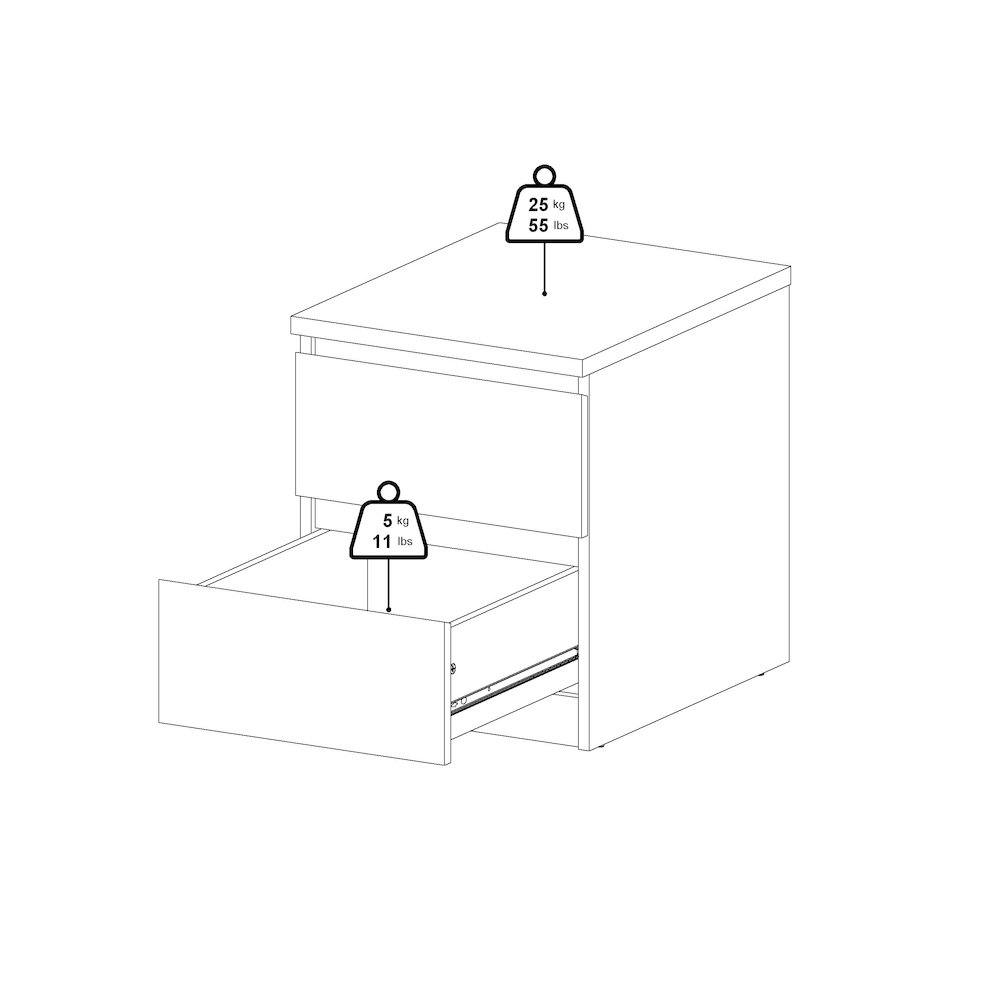Scottsdale 2 Drawer Nightstand - Set of 2, Black Woodgrain. Picture 7