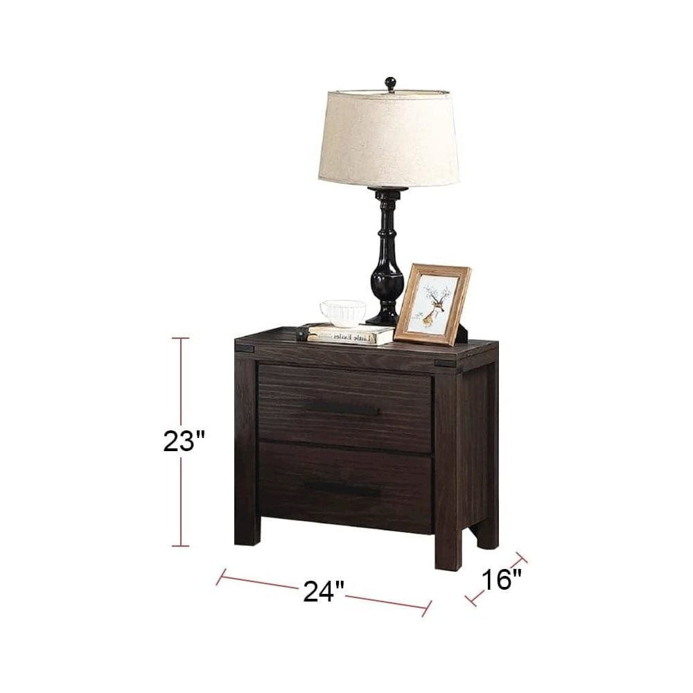 2 Drawers Nightstand In Dark Grey. Picture 3