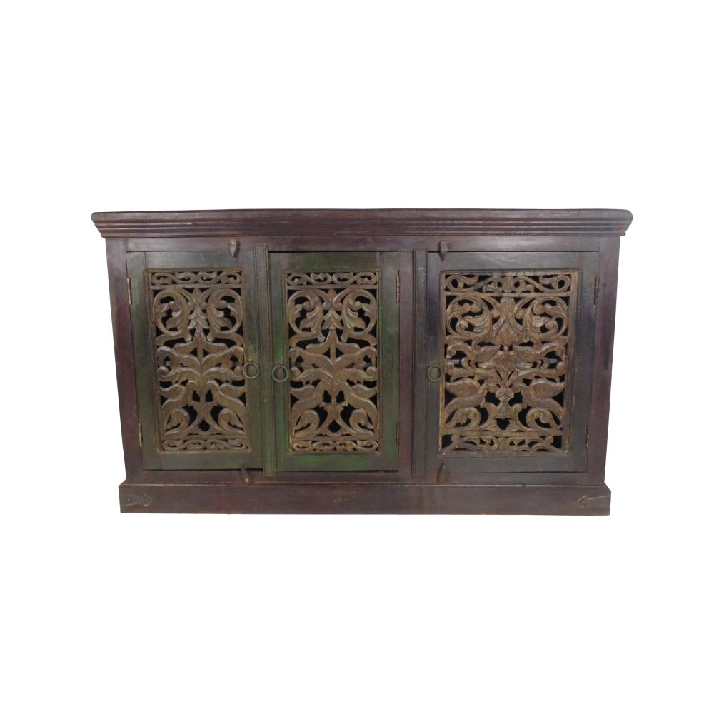 Arvada 3 Carved Door Buffet in Brown. Picture 1