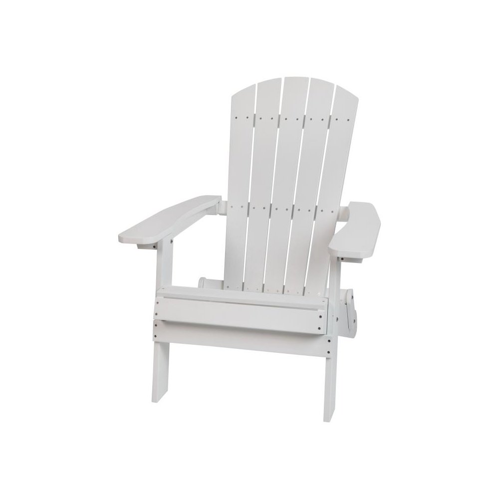 All-Weather Poly Resin Indoor/Outdoor Folding Adirondack Chair in White. Picture 1