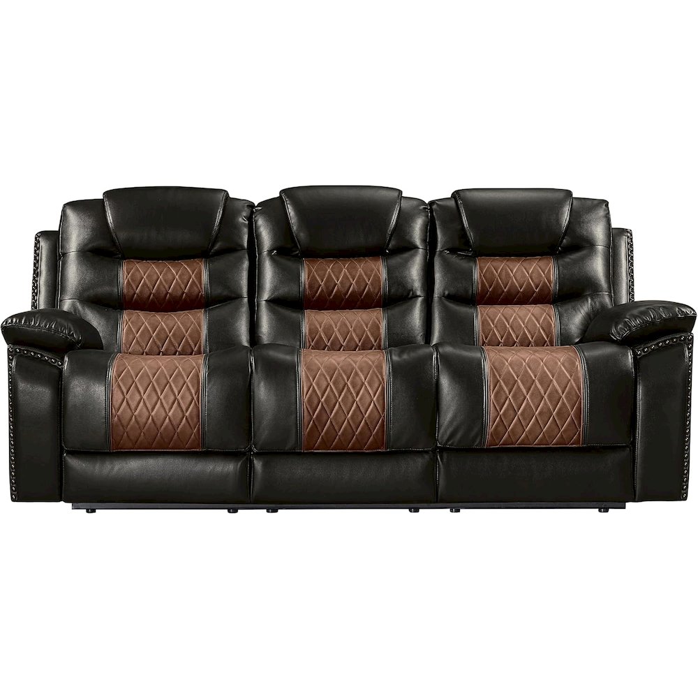 Nikko 2-Piece Faux Leather Manual Living Room Set, Brown. Picture 4