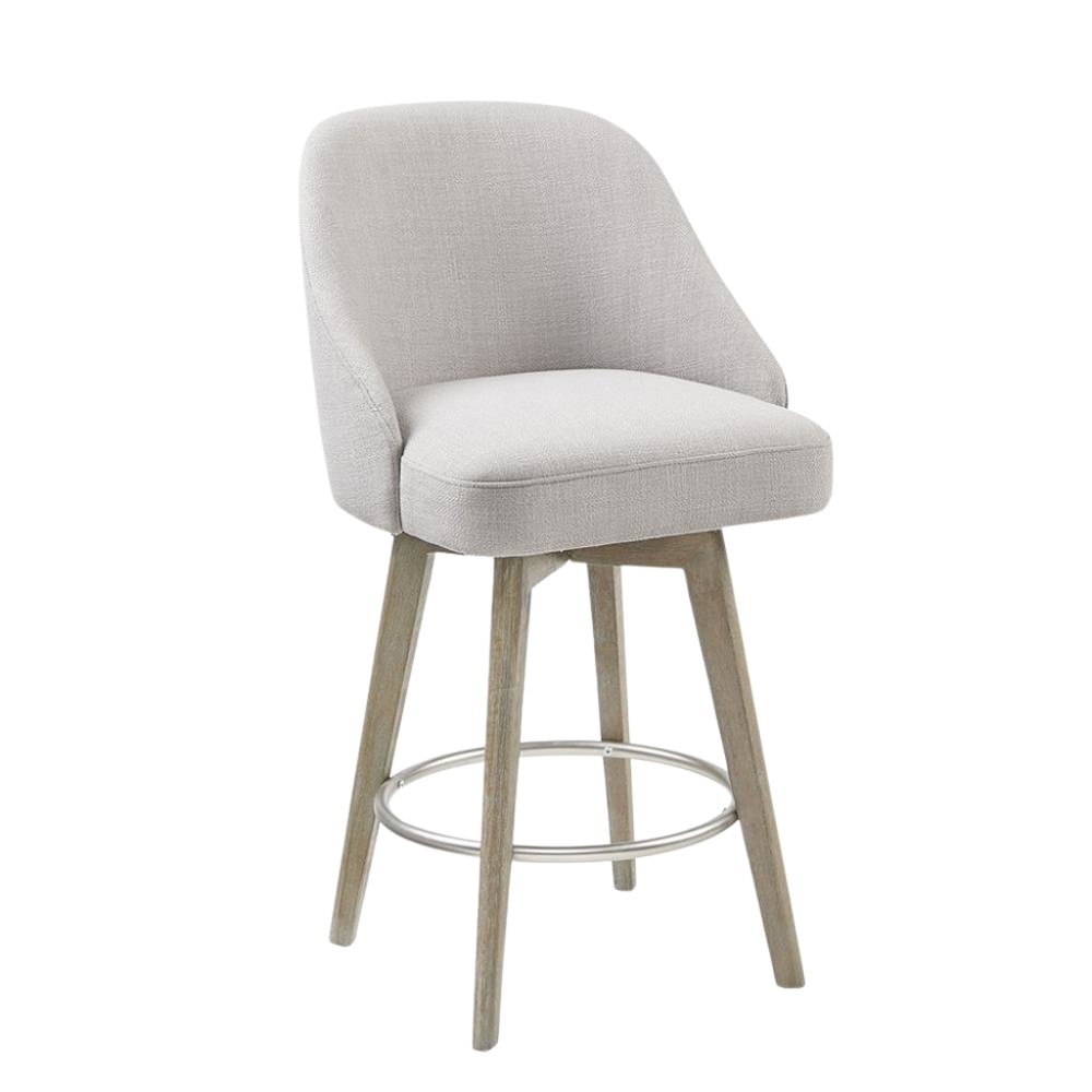 Gray Swivel Counter Stools with Solid Wood Frame, Ideal for Kitchen or Bar. Picture 6
