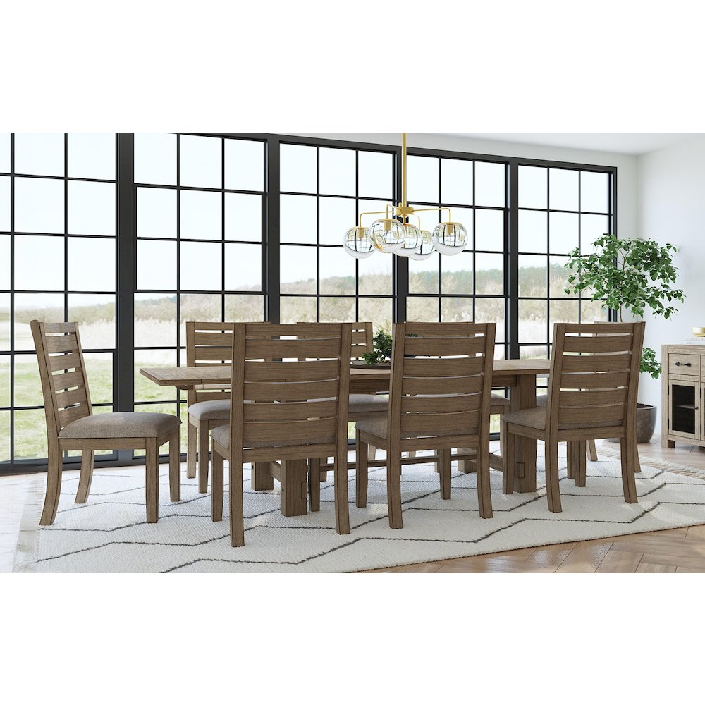 Anacortes 74" - 106" Trestle Table with (2) 16" Leaves, Dark Taupe. Picture 4