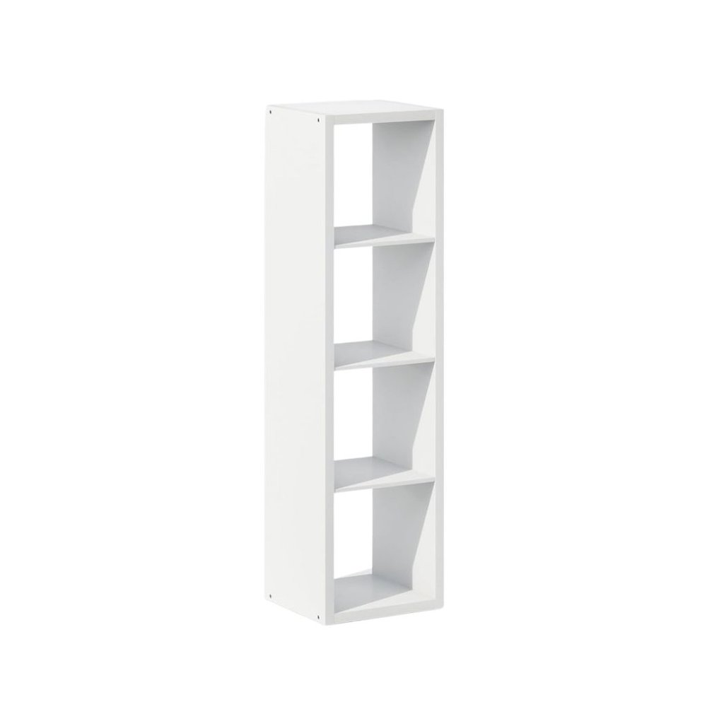 White Wood 4 Cube Storage Organizer with Open Back Vertical Cube Storage. Picture 1
