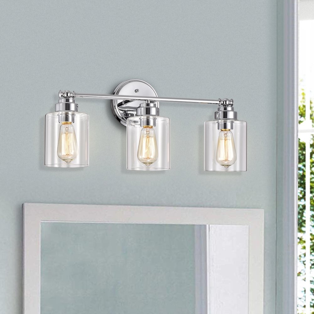 CHLOE Lighting KARSON Transitional 3 Light Chrome Bath Vanity Fixture 23" Wide. Picture 5