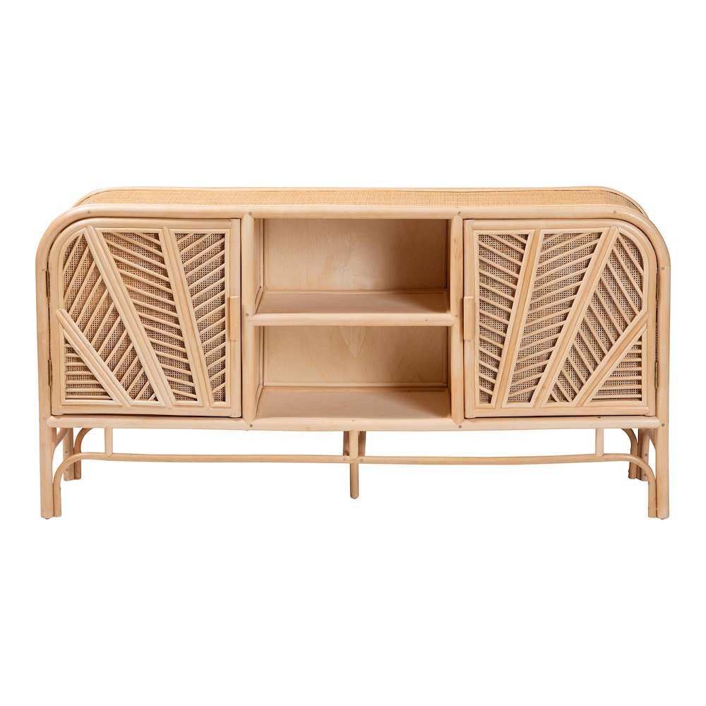 Carabella Bohemian Natural Rattan 2-Door Storage Cabinet. Picture 1