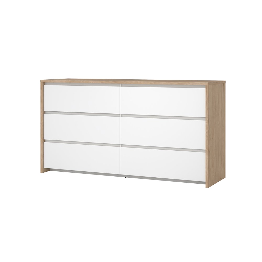 Next 6 Drawer Double Dresser, Jackson Hickory/White High Gloss. Picture 1