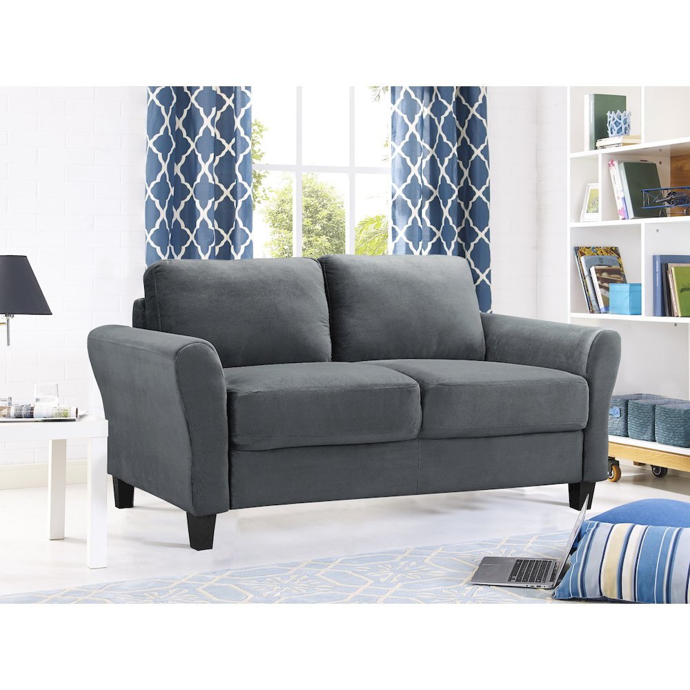 Westin Loveseat Rolled Arm Dark Grey. Picture 4