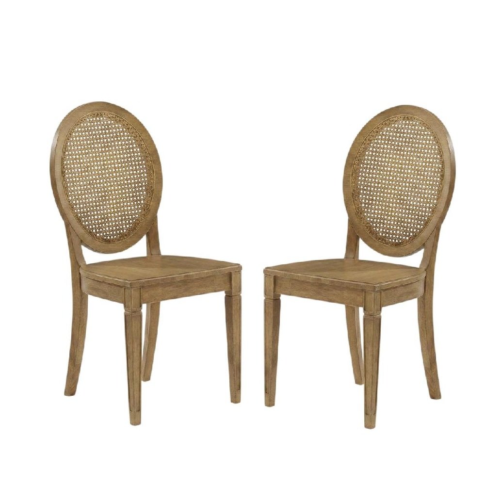 Cane-Back Dining Chair Set with Natural Finish and Comfortable Seating. Picture 1