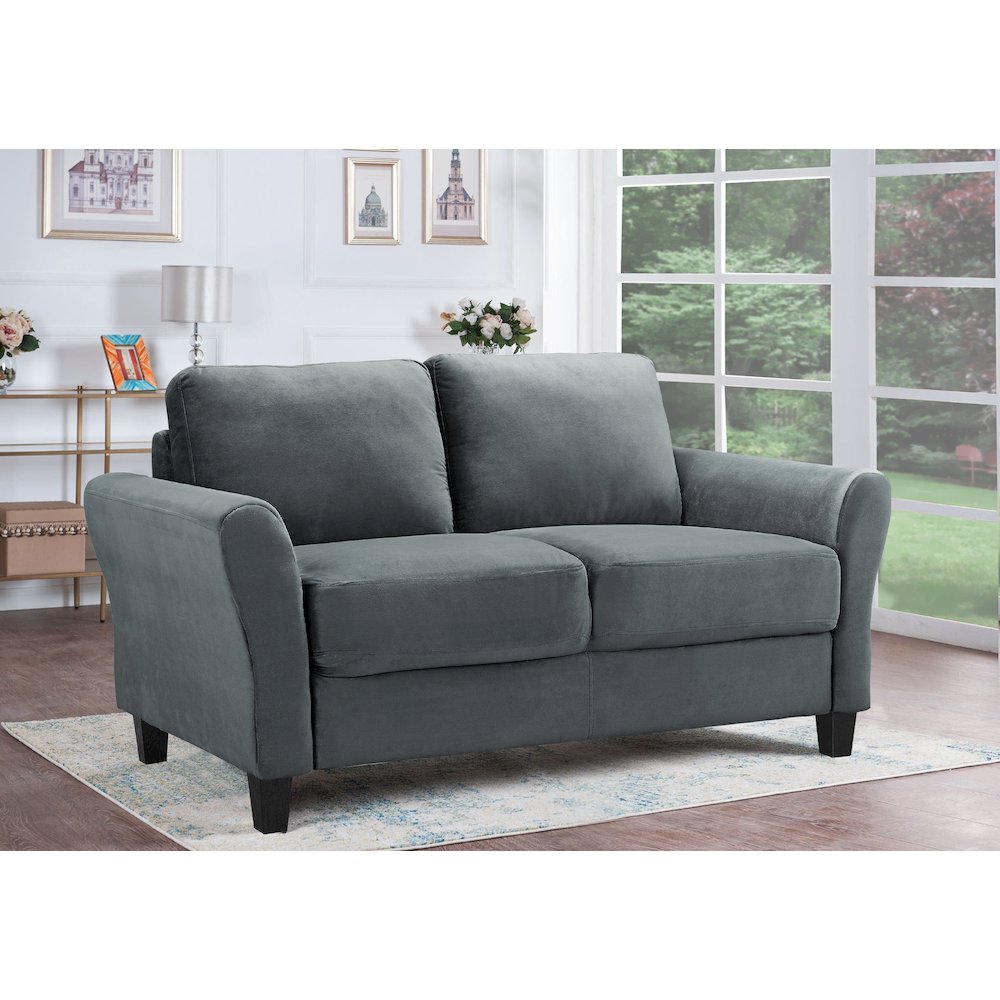 Westin Loveseat Rolled Arm Dark Grey. Picture 12