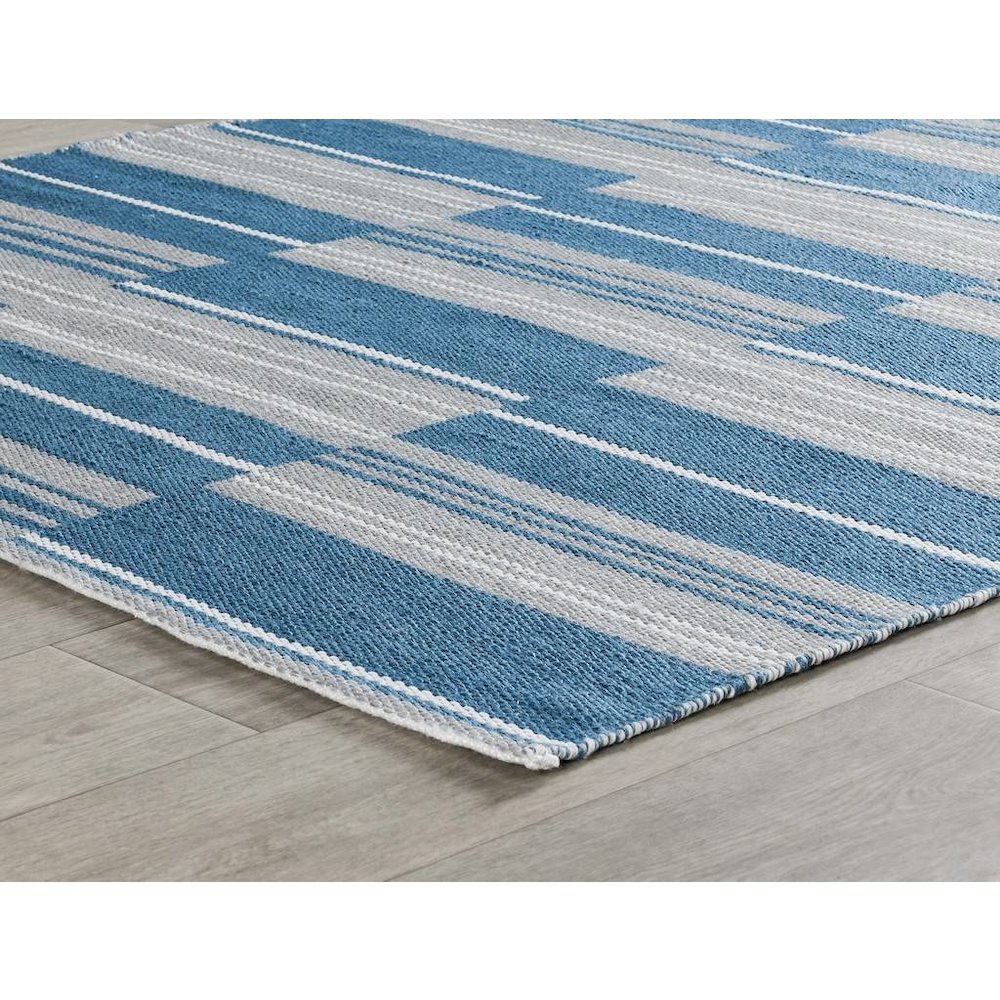 Boulder 2x3 Indoor Outdoor Handwoven Stripe Blue Area Rug by Kosas Home. Picture 3