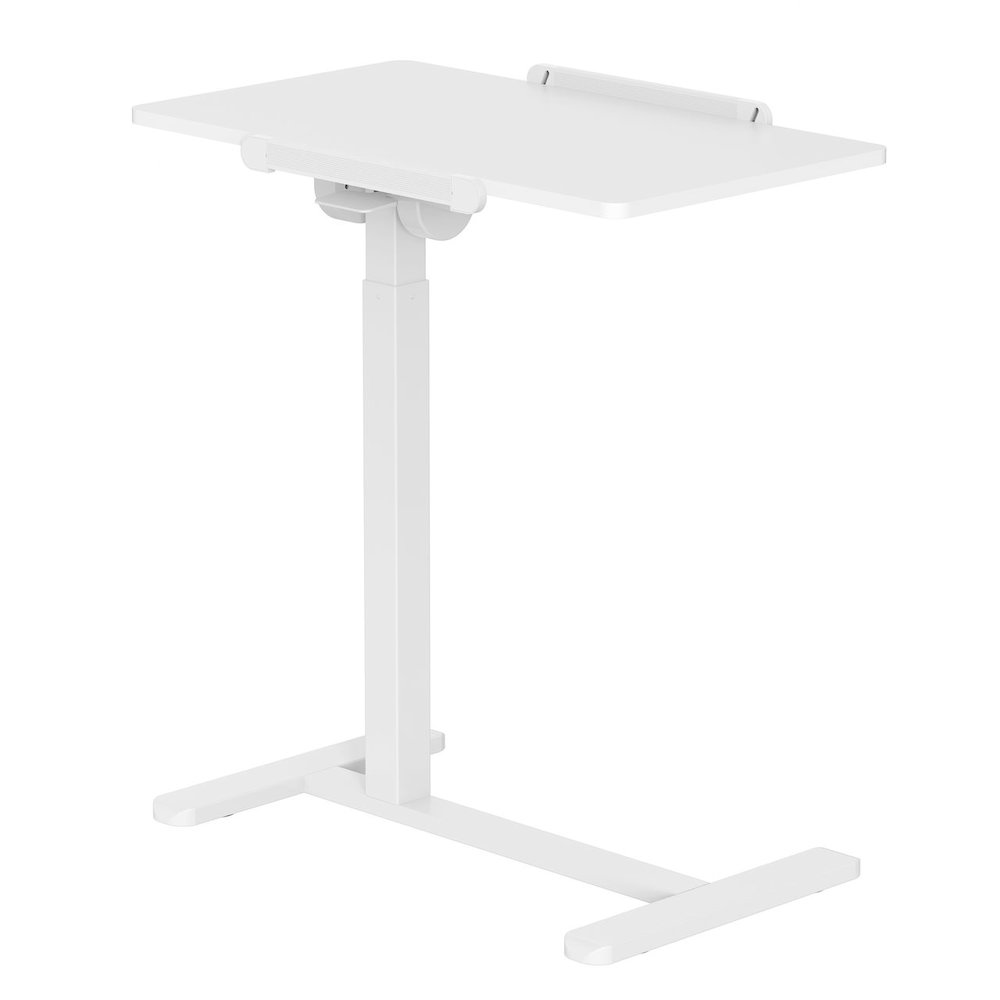 Techni Mobili Sit-to-Stand Rolling Adjustable Laptop Cart, White. Picture 1
