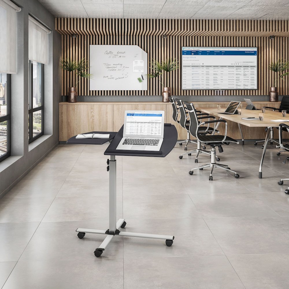 Rolling Adjustable Laptop Cart. Color: Graphite. Picture 3