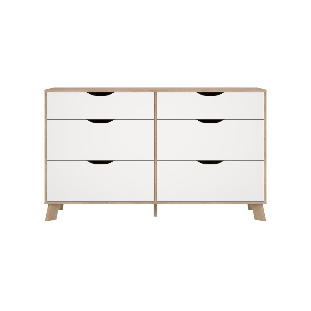 Ikast 6 Drawer Double Dresser, Jackson Hickory/White. Picture 1