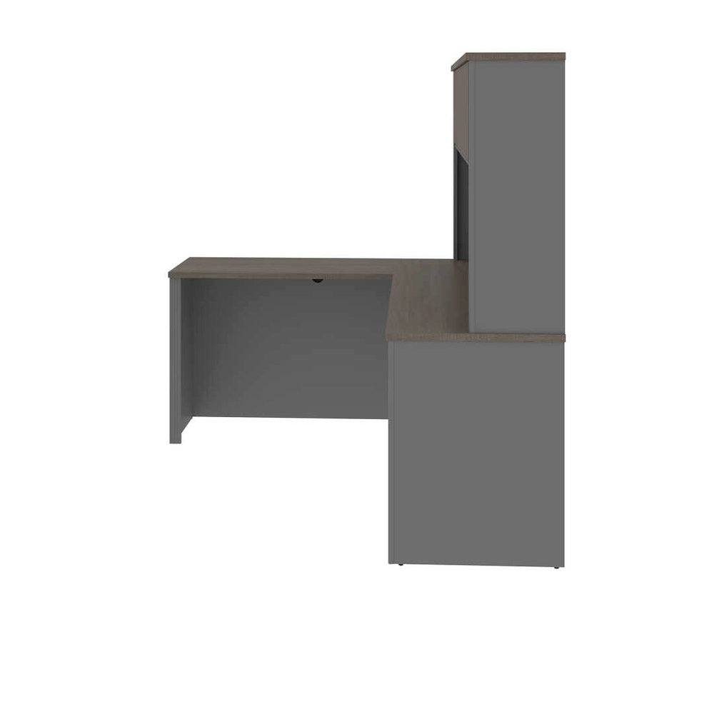 72W L-Shaped Desk with Pedestal and Hutch. Picture 5